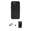 MARSİLYAN™- iPhone 13 Pro Max Kılıf Kozmos Yansıma Özel Seri - Siyah 3D Antistatik Hayalet Cam Ekran Koruyucu + Shine Kamera Lens Koruma Cam - MI