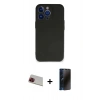MARSİLYAN™- iPhone 13 Pro Max Kılıf Kozmos Yansıma Özel Seri - Siyah 3D Antistatik Hayalet Cam Ekran Koruyucu + Rainbow Kamera Lens Koruma Cam - KI