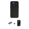 MARSİLYAN™- iPhone 13 Pro Max Kılıf Kozmos Yansıma Özel Seri - Siyah 3D Antistatik Hayalet Cam Ekran Koruyucu + Renkli Kamera Lens Koruma Cam - TU