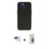MARSİLYAN™- iPhone 13 Pro Max Kılıf Kozmos Yansıma Özel Seri - Siyah 6D Mat Seramik Hayalet Nano Ekran Koruyucu + Lacivert Pers Alüminyum Kamera Lens