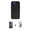 MARSİLYAN™- iPhone 13 Pro Max Kılıf Kozmos Yansıma Özel Seri - Siyah 6D Mat Seramik Hayalet Nano Ekran Koruyucu + Neon Fosforlu Kamera Lens - MI
