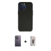 MARSİLYAN™- iPhone 13 Pro Max Kılıf Kozmos Yansıma Özel Seri - Siyah Bilvis 3D Cam Ekran Koruyucu + Neon Fosforlu Kamera Lens - BZ