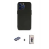 MARSİLYAN™- iPhone 13 Pro Max Kılıf Kozmos Yansıma Özel Seri - Siyah Bilvis 3D Cam Ekran Koruyucu + Mavi Renkli Kamera Lens Koruma Cam