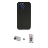 MARSİLYAN™- iPhone 13 Pro Max Kılıf Kozmos Yansıma Özel Seri - Siyah Bilvis 3D Cam Ekran Koruyucu + Mavi Rainbow Kamera Lens Koruma Cam