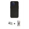 MARSİLYAN™- iPhone 13 Pro Max Kılıf Kozmos Yansıma Özel Seri - Siyah Bilvis 3D Cam Ekran Koruyucu + Rainbow Kamera Lens Koruma Cam - BZ
