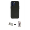 MARSİLYAN™- iPhone 13 Pro Max Kılıf Kozmos Yansıma Özel Seri - Siyah Bilvis 3D Cam Ekran Koruyucu + Rose Gold Rainbow Kamera Lens Koruma Cam