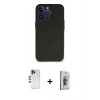 MARSİLYAN™- iPhone 13 Pro Max Kılıf Kozmos Yansıma Özel Seri - Siyah Bilvis 3D Cam Ekran Koruyucu + Shine Kamera Lens - GD