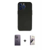 MARSİLYAN™- iPhone 13 Pro Max Kılıf Kozmos Yansıma Özel Seri - Siyah Bilvis 3D Mat Cam Ekran Koruyucu + Neon Fosforlu Kamera Lens - BZ