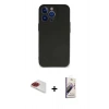 MARSİLYAN™- iPhone 13 Pro Max Kılıf Kozmos Yansıma Özel Seri - Siyah Bilvis 3D Mat Cam Ekran Koruyucu + Kırmızı Pers Alüminyum Kamera Lens