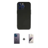 MARSİLYAN™- iPhone 13 Pro Max Kılıf Kozmos Yansıma Özel Seri - Siyah Bilvis 3D Mat Cam Ekran Koruyucu + Neon Fosforlu Kamera Lens - MI