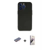 MARSİLYAN™- iPhone 13 Pro Max Kılıf Kozmos Yansıma Özel Seri - Siyah Bilvis 3D Mat Cam Ekran Koruyucu + Renkli Kamera Lens Koruma Cam - TU