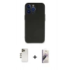 MARSİLYAN™- iPhone 13 Pro Max Kılıf Kozmos Yansıma Özel Seri - Siyah Bilvis 3D Mat Cam Ekran Koruyucu + Shine Kamera Lens - GD