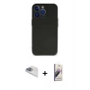 MARSİLYAN™- iPhone 13 Pro Max Kılıf Kozmos Yansıma Özel Seri - Siyah Bilvis 3D Mat Cam Ekran Koruyucu + Sierra Blue Pers Alüminyum Kamera Lens