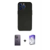 MARSİLYAN™- iPhone 13 Pro Max Kılıf Kozmos Yansıma Özel Seri - Siyah Bilvis 5in1 3D Magic Cam Ekran Koruyucu + Beyaz Neon Fosforlu Kamera Lens