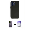 MARSİLYAN™- iPhone 13 Pro Max Kılıf Kozmos Yansıma Özel Seri - Siyah Bilvis 5in1 3D Magic Cam Ekran Koruyucu + Neon Fosforlu Kamera Lens - YL