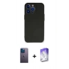 MARSİLYAN™- iPhone 13 Pro Max Kılıf Kozmos Yansıma Özel Seri - Siyah Bilvis 5in1 3D Magic Cam Ekran Koruyucu + Mavi Neon Fosforlu Kamera Lens