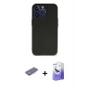 MARSİLYAN™- iPhone 13 Pro Max Kılıf Kozmos Yansıma Özel Seri - Siyah Bilvis 5in1 5D Magic Hayalet Cam Ekran Koruyucu + Pembe Renkli Kamera Lens Koruma Cam