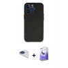 MARSİLYAN™- iPhone 13 Pro Max Kılıf Kozmos Yansıma Özel Seri - Siyah Bilvis 5in1 5D Magic Hayalet Cam Ekran Koruyucu + Lacivert Pers Alüminyum Kamera Lens