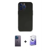 MARSİLYAN™- iPhone 13 Pro Max Kılıf Kozmos Yansıma Özel Seri - Siyah Bilvis 5in1 5D Magic Hayalet Cam Ekran Koruyucu + Neon Fosforlu Kamera Lens - MI