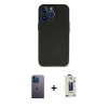 MARSİLYAN™- iPhone 13 Pro Max Kılıf Kozmos Yansıma Özel Seri - Siyah Bilvis Hayalet Cam Ekran Koruyucu + Neon Fosforlu Kamera Lens - MI