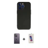 MARSİLYAN™- iPhone 13 Pro Max Kılıf Kozmos Yansıma Özel Seri - Siyah Joko 5D Cam + Neon Fosforlu Kamera Lens - BZ