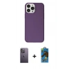 MARSİLYAN™- iPhone 13 Pro Max Kılıf Kutup Doku Koleksiyonu - Siyah 18D Cam Ekran Koruyucu + Neon Fosforlu Kamera Lens - BZ