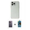 MARSİLYAN™- iPhone 13 Pro Max Kılıf Kutup Doku Koleksiyonu - Siyah 18D Cam Ekran Koruyucu + Neon Fosforlu Kamera Lens - BZ