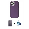 MARSİLYAN™- iPhone 13 Pro Max Kılıf Kutup Doku Koleksiyonu - Siyah 3D Antistatik Cam Ekran Koruyucu + Neon Fosforlu Kamera Lens - BZ