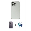 MARSİLYAN™- iPhone 13 Pro Max Kılıf Kutup Doku Koleksiyonu - Siyah 3D Antistatik Cam Ekran Koruyucu + Neon Fosforlu Kamera Lens - BZ