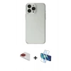 MARSİLYAN™- iPhone 13 Pro Max Kılıf Kutup Doku Koleksiyonu - Siyah 3D Antistatik Cam Ekran Koruyucu + Pers Alüminyum Kamera Lens - KI