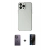 MARSİLYAN™- iPhone 13 Pro Max Kılıf Kutup Doku Koleksiyonu - Siyah 3D Antistatik Hayalet Cam Ekran Koruyucu + Neon Fosforlu Kamera Lens - BZ