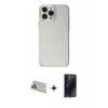 MARSİLYAN™- iPhone 13 Pro Max Kılıf Kutup Doku Koleksiyonu - Siyah 3D Antistatik Hayalet Cam Ekran Koruyucu + Rainbow Kamera Lens Koruma Cam - BZ