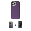 MARSİLYAN™- iPhone 13 Pro Max Kılıf Kutup Doku Koleksiyonu - Siyah 3D Antistatik Hayalet Cam Ekran Koruyucu + Neon Fosforlu Kamera Lens - YL