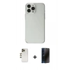 MARSİLYAN™- iPhone 13 Pro Max Kılıf Kutup Doku Koleksiyonu - Siyah 3D Antistatik Hayalet Cam Ekran Koruyucu + Shine Kamera Lens - GD