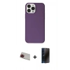 MARSİLYAN™- iPhone 13 Pro Max Kılıf Kutup Doku Koleksiyonu - Siyah 3D Antistatik Hayalet Cam Ekran Koruyucu + Rainbow Kamera Lens Koruma Cam - KI