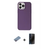 MARSİLYAN™- iPhone 13 Pro Max Kılıf Kutup Doku Koleksiyonu - Siyah 3D Antistatik Hayalet Cam Ekran Koruyucu + Shine Kamera Lens Koruma Cam - PE