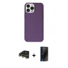 MARSİLYAN™- iPhone 13 Pro Max Kılıf Kutup Doku Koleksiyonu - Siyah 3D Antistatik Hayalet Cam Ekran Koruyucu + Raze Metal Kamera Lens - GD