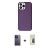 MARSİLYAN™- iPhone 13 Pro Max Kılıf Kutup Doku Koleksiyonu - Siyah 6D Mat Seramik Hayalet Nano Ekran Koruyucu + Mavi Neon Fosforlu Kamera Lens
