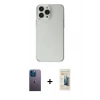 MARSİLYAN™- iPhone 13 Pro Max Kılıf Kutup Doku Koleksiyonu - Siyah 6D Mat Seramik Hayalet Nano Ekran Koruyucu + Mavi Neon Fosforlu Kamera Lens