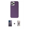 MARSİLYAN™- iPhone 13 Pro Max Kılıf Kutup Doku Koleksiyonu - Siyah Bilvis 3D Cam Ekran Koruyucu + Mavi Neon Fosforlu Kamera Lens