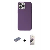 MARSİLYAN™- iPhone 13 Pro Max Kılıf Kutup Doku Koleksiyonu - Siyah Bilvis 3D Mat Cam Ekran Koruyucu + Pembe Renkli Kamera Lens Koruma Cam