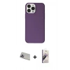 MARSİLYAN™- iPhone 13 Pro Max Kılıf Kutup Doku Koleksiyonu - Siyah Bilvis 3D Mat Cam Ekran Koruyucu + Rainbow Kamera Lens Koruma Cam - MR