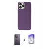 MARSİLYAN™- iPhone 13 Pro Max Kılıf Kutup Doku Koleksiyonu - Siyah Bilvis 5in1 3D Magic Cam Ekran Koruyucu + Beyaz Neon Fosforlu Kamera Lens