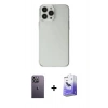 MARSİLYAN™- iPhone 13 Pro Max Kılıf Kutup Doku Koleksiyonu - Siyah Bilvis 5in1 5D Magic Hayalet Cam Ekran Koruyucu + Neon Fosforlu Kamera Lens - BZ