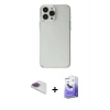 MARSİLYAN™- iPhone 13 Pro Max Kılıf Kutup Doku Koleksiyonu - Siyah Bilvis 5in1 5D Magic Hayalet Cam Ekran Koruyucu + Gökkuşağı Pers Alüminyum Kamera Lens
