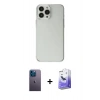 MARSİLYAN™- iPhone 13 Pro Max Kılıf Kutup Doku Koleksiyonu - Siyah Bilvis 5in1 5D Magic Hayalet Cam Ekran Koruyucu + Neon Fosforlu Kamera Lens - MI