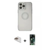 MARSİLYAN™- iPhone 13 Pro Max Kılıf Kutup Klasik - Şeffaf 360 Full Body Arka Koruyucu + Gold Pers Alüminyum Kamera Lens