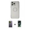 MARSİLYAN™- iPhone 13 Pro Max Kılıf Kutup Klasik - Şeffaf 360 Full Body Arka Koruyucu + Neon Fosforlu Kamera Lens - YL