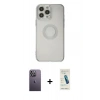 MARSİLYAN™- iPhone 13 Pro Max Kılıf Kutup Klasik - Şeffaf Pasifik Cam Ekran Koruyucu + Neon Fosforlu Kamera Lens - BZ