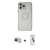 MARSİLYAN™- iPhone 13 Pro Max Kılıf Kutup Klasik - Şeffaf Pasifik Cam Ekran Koruyucu + Rainbow Kamera Lens Koruma Cam - KI